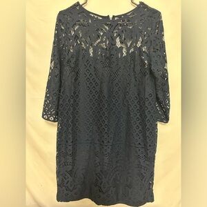 Loft Navy Shift Dress‎ with Lace Shell Size 4